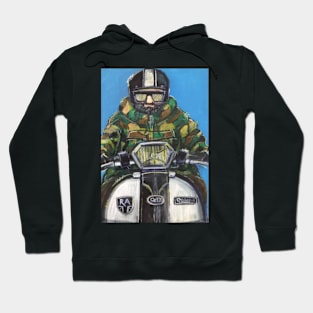 Retro Scooter, Classic Scooter, Scooterist, Scootering, Scooter Rider, Mod Art Hoodie